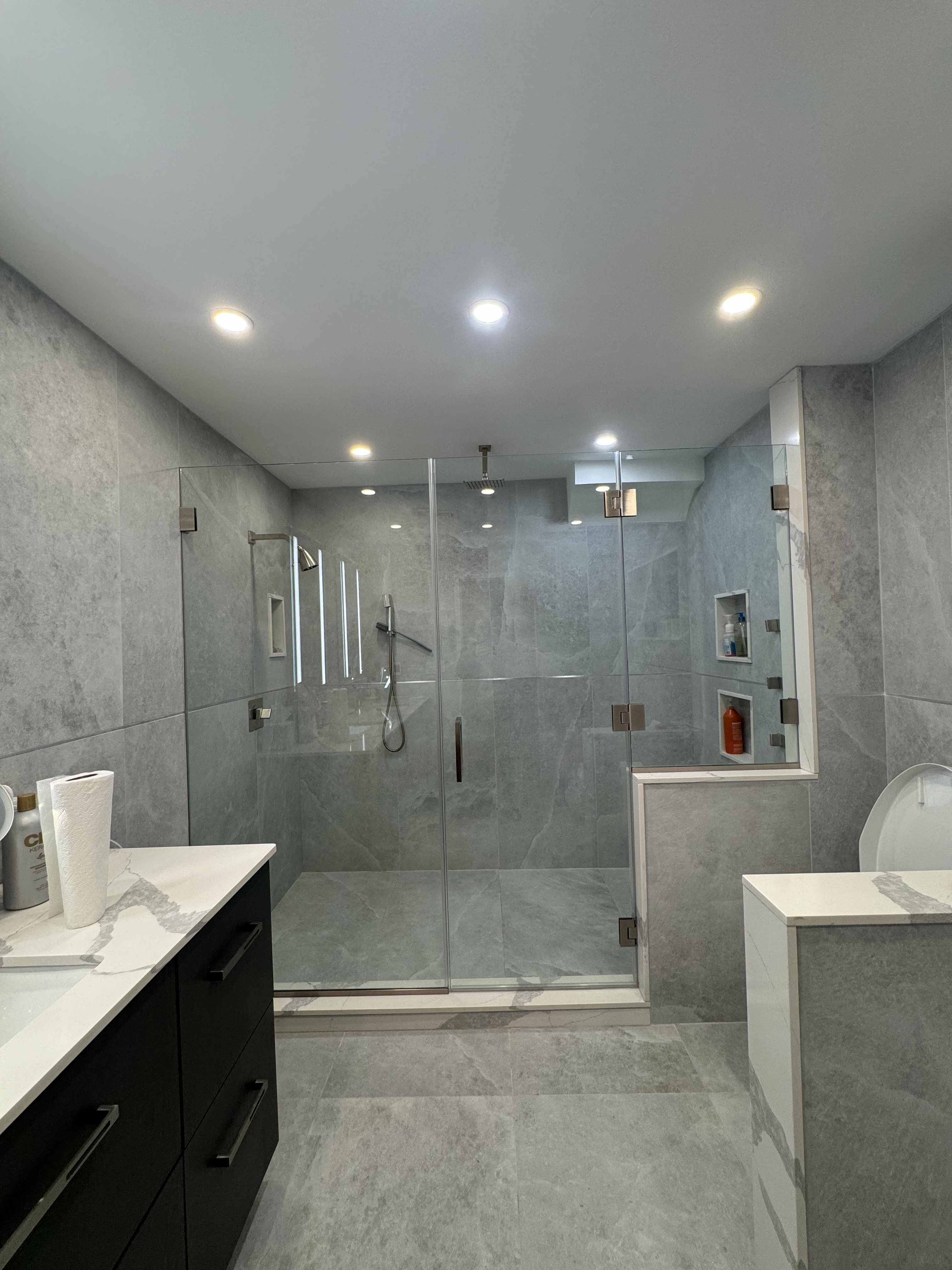 Dark glass shower enclosure NYC