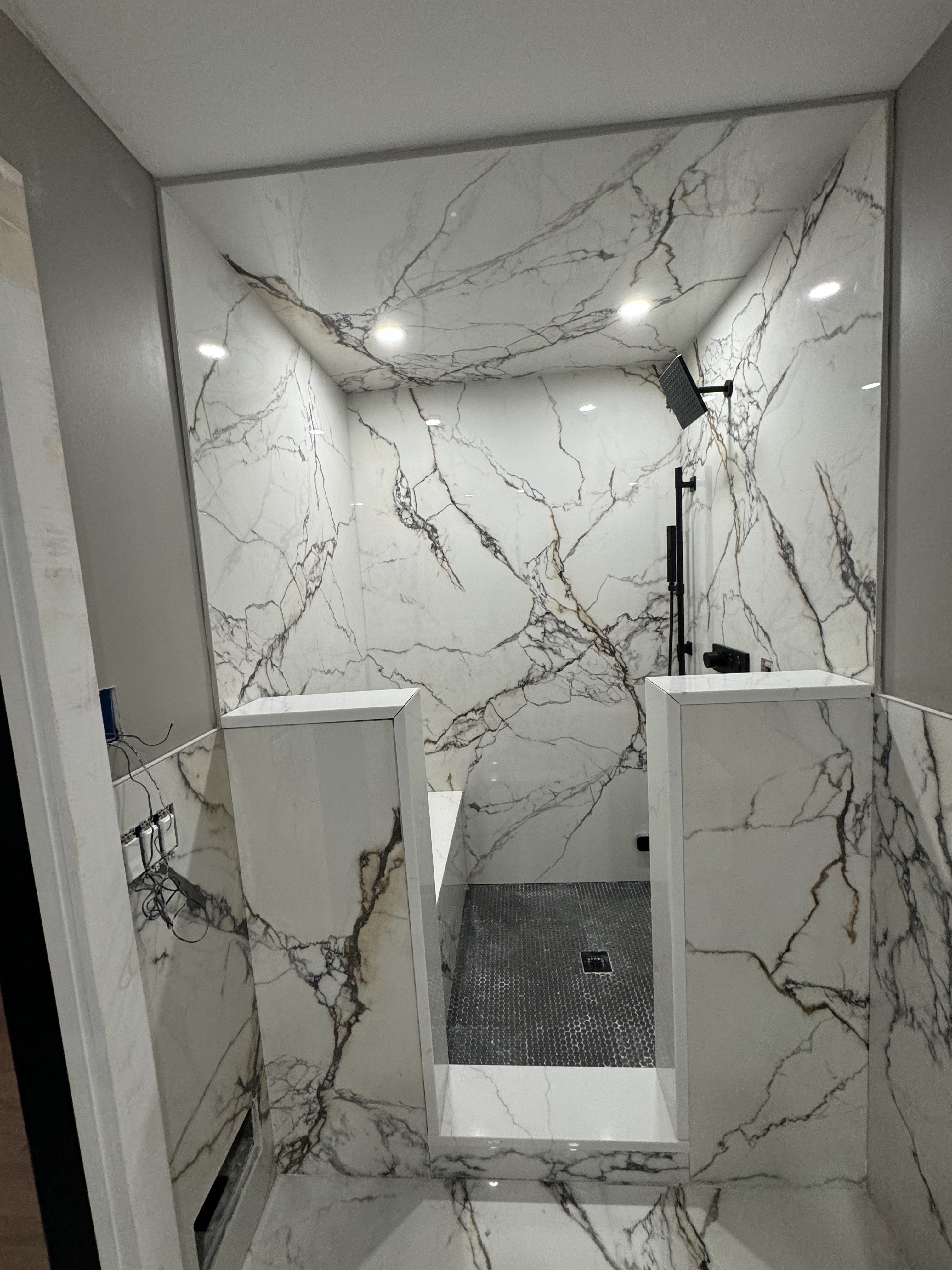 Modern dark shower glass