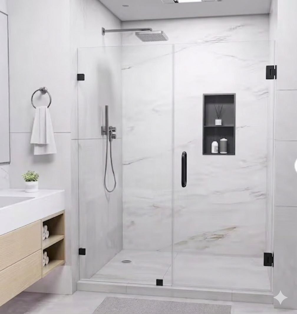 Custom frameless shower enclosure installed by MetroGlass Pro NYC