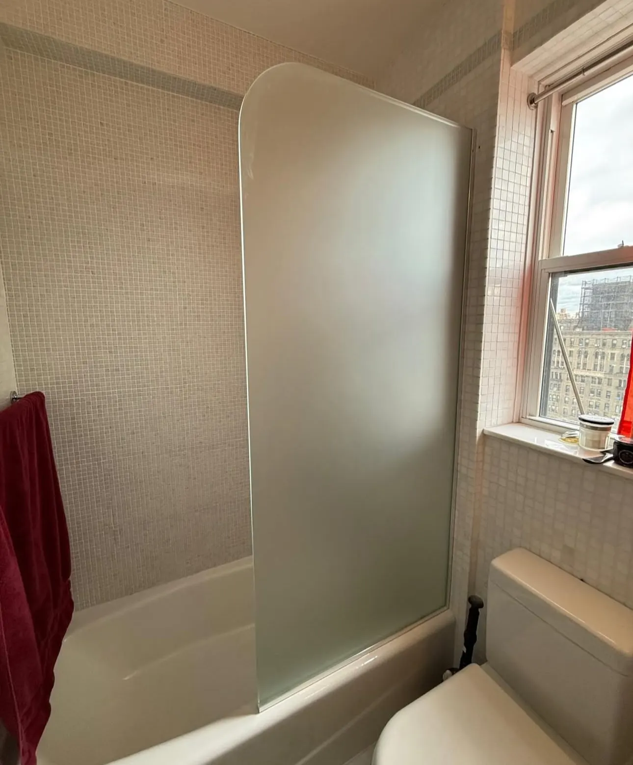 Frameless shower door with clear glass