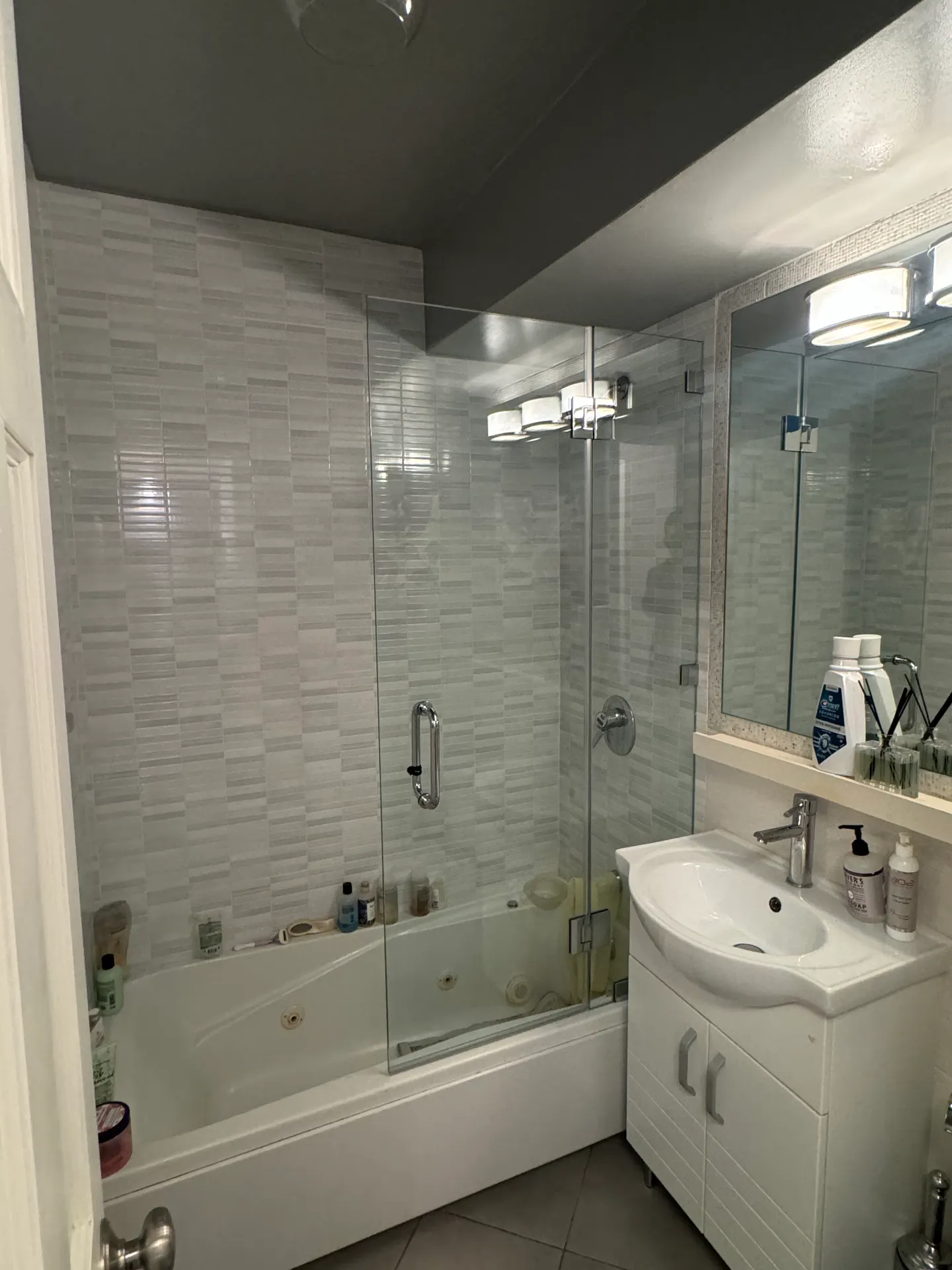 Frosted glass cabinet insert
